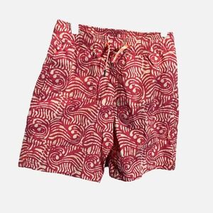 J.Crew Crewcuts Boys Swim Trunks Pink Swirl Batik Print AV484 Size 12 NWT